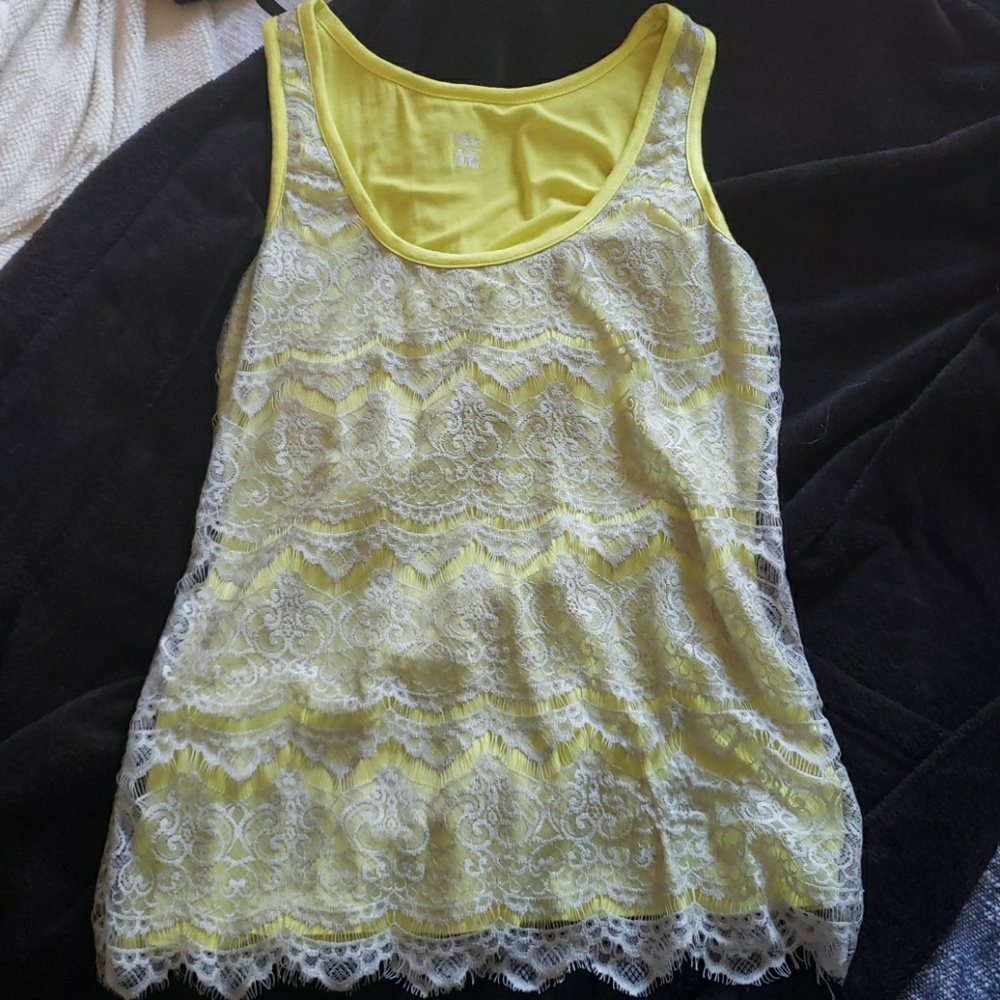 Yellow lace tank